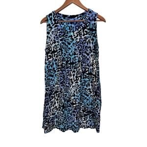 Blue Ginger Floral Sleeveless Rayon Dress Women’s Sz Medium Blue White Black